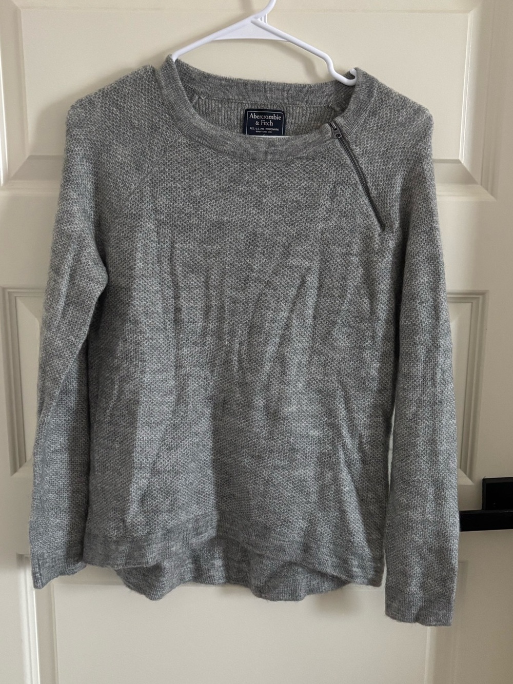 Abercrombie & Fitch Gray Crewneck Sweater with Zip Detail